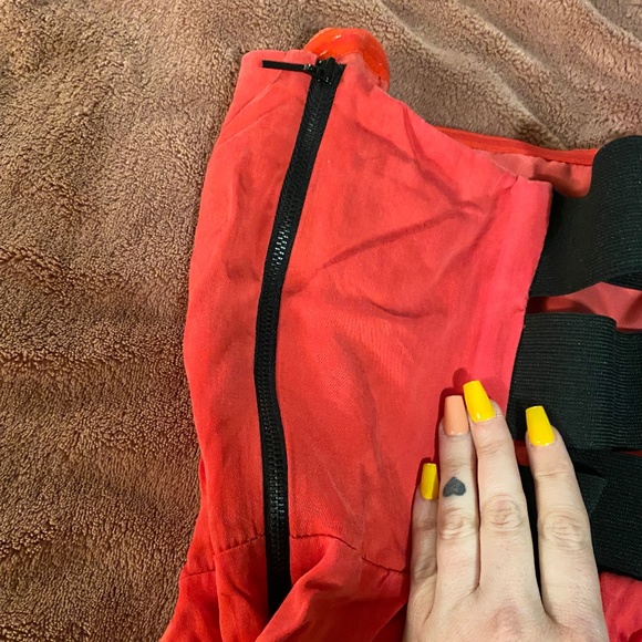 Red Mini Dress With Pockets Size 12 - Picture 3 of 6